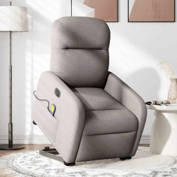 vidaXL Sta-op-massagestoel elektrisch verstelbaar stof taupe