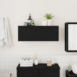 vidaXL Badkamerwandkast 80x25x30 cm bewerkt hout zwart