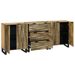 vidaXL Dressoir set 3 st Naturel 180 x 33 x 75 cm Massief Mango Hout