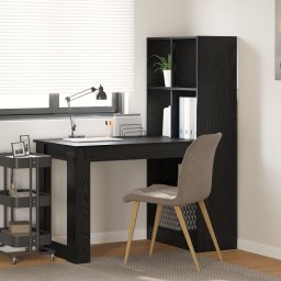 vidaXL Bureau Zwart Eiken Bewerkt hout 122 x 67 x 145 cm