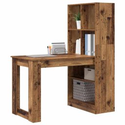 vidaXL Bureau Oud Hout 122 x 67 x 145 cm Bewerkt hout