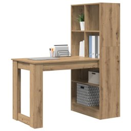 vidaXL Bureau Artisan Eiken 122 x 67 x 145 cm Bewerkt hout