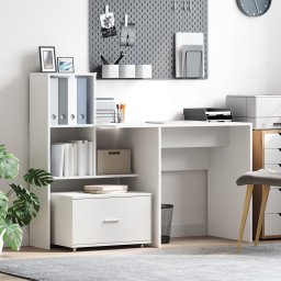 vidaXL Bureau Wit Bewerkt hout 131,5 x 50 x 106,5 cm