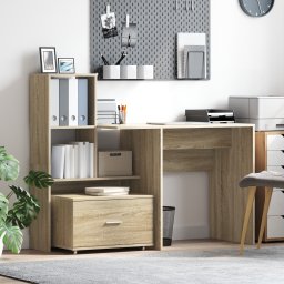 vidaXL Bureau Sonoma Eiken Bewerkt hout 131,5 x 50 x 106,5 cm