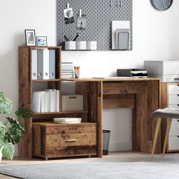 vidaXL Bureau Oud Hout Bewerkt hout 131,5 x 50 x 106,5 cm