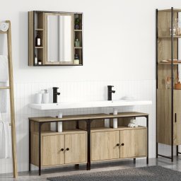 vidaXL Badkamermeubelset 3 st Bruin 80 x 30 x 60 cm Bewerkt hout