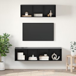 vidaXL Tv-meubelset 2 st Zwart Eiken Bewerkt hout