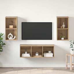 vidaXL Tv-meubelset Artisan Eiken Bewerkt hout