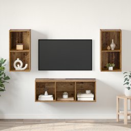 vidaXL Tv-meubelset 3 st Oud Hout Bewerkt hout