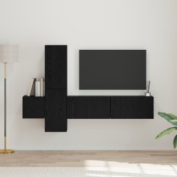 vidaXL Tv-meubelset 5 st Zwart Eiken Bewerkt hout
