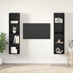 vidaXL Tv-meubelset 2 st Zwart Bewerkt hout