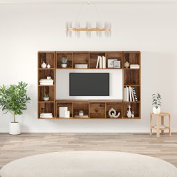 vidaXL Tv-meubelset 4 st Bruin Bewerkt hout