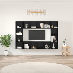 vidaXL Tv-meubelset 4 st Zwart Bewerkt hout