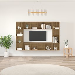 vidaXL Tv-meubelset 4 st Bruin Bewerkt hout