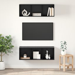 vidaXL Tv-meubelset 2 st Zwart Eiken Bewerkt hout