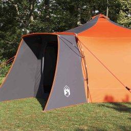 vidaXL Tipi Tent 8-persoons Grijs en Oranje taft