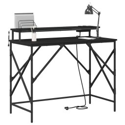 vidaXL Bureau Zwart Eiken 100 x 50 x 86,5 cm Bewerkt hout
