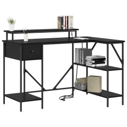 vidaXL Bureau Zwart Eiken 120 x 79 x 86,5 cm Bewerkt hout