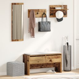 vidaXL Halmeubelset 4 st Oudhout 90 x 31 x 46,5 cm Bewerkt hout
