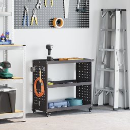 vidaXL Gereedschapswagen Zwart 75 x 35 x 73 cm Koudgewalst staal