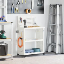 vidaXL Gereedschapswagen Wit 65 x 35 x 111 cm Koudgewalst staal