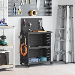 vidaXL Gereedschapswagen Zwart 65 x 35 x 111 cm Koudgewalst staal