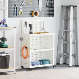 vidaXL Gereedschapswagen Wit 65 x 35 x 111 cm Koudgewalst staal