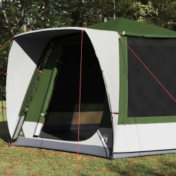 vidaXL Camping Tent Huisje met dak Groen 420 x 420 x 227 cm Polyester