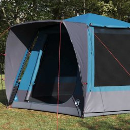 vidaXL Camping Tent Huisje met dak Blauw 420 x 420 x 227 cm Polyester