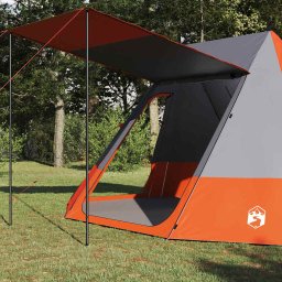 vidaXL Camping Tent 10-persoons Waterdicht Grijs en Oranje taft