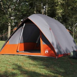 vidaXL Kamperen tent 2-persoons Waterdicht Grijs en Oranje taft