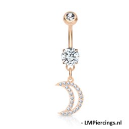 Navelpiercing moon gemmed hanger - rose