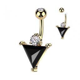 Navelpiercing PVD Black Triangle - goud