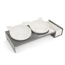 CanadianCat Company voerbakstandaard Cat Diner - Metalen: 2 x 250 ml, Ø 15 cm