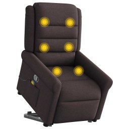 vidaXL Sta-op-massagestoel verstelbaar stof donkerbruin