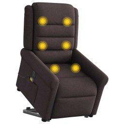 vidaXL Sta-op-massagestoel elektrisch verstelbaar stof donkerbruin