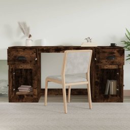 vidaXL Bureau met kast bewerkt hout gerookt eikenkleurig