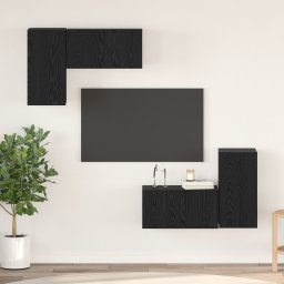 vidaXL Tv-meubelset 4 st Zwart Eiken Bewerkt hout