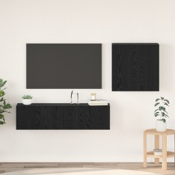 vidaXL Tv-meubelset 4 st Zwart Eiken Bewerkt hout