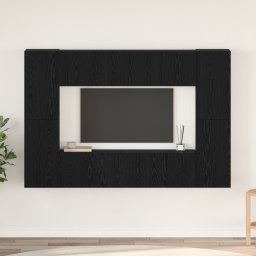 vidaXL Tv-meubelset 8 st Zwart Eiken Bewerkt hout