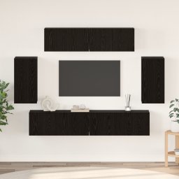 vidaXL Tv-meubelset 6 st Zwart Eiken Bewerkt hout