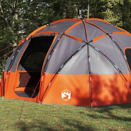 vidaXL Koepeltent met dak Grijs en Oranje 475 x 475 x 235 cm taft