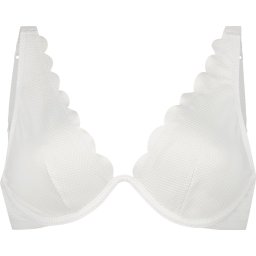 Hunkemöller - maat 80A - Dames Badmode Niet-voorgevormde beugel bikinitop Scallop - Wit