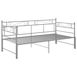 vidaXL Slaapbank uittrekbaar metaal grijs 90x200 cm