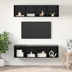 vidaXL Tv-meubelset 3 st Zwart Eiken Bewerkt hout
