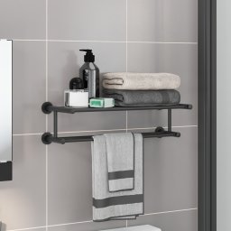 vidaXL Handdoekrek Zwart 61 x 23 x 17 cm Roestvrij staal