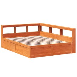 vidaXL Bed met boekenkast zonder matras grenenhout wasbruin 140x200 cm