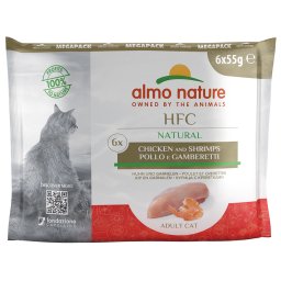 6x55g Kip/Garnaal Almo Nature Classic Kattenvoer