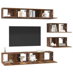 vidaXL Tv-meubelset 6 st 80 x 30 x 30 cm Oud Hout