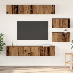 vidaXL Tv-meubelset 6 st Oud Hout Bewerkt hout